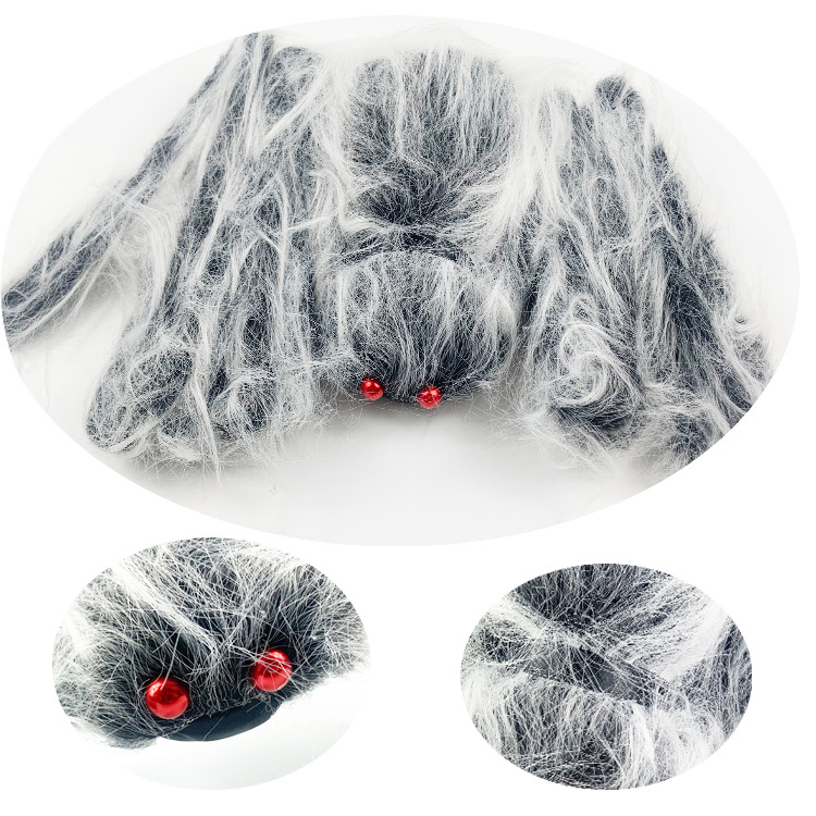 万圣节玩具装饰道具白色毛绒蜘蛛支持定订制新款外贸跨境室外挂饰