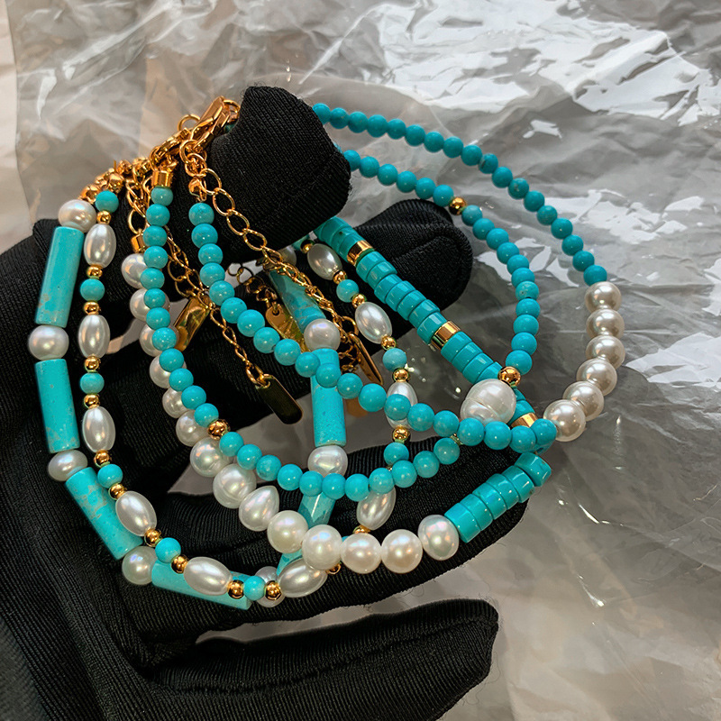 bracelet ornament light luxury high-grade exquisite bracelet natural pearl turquoise beaded mood stable bracelet for women