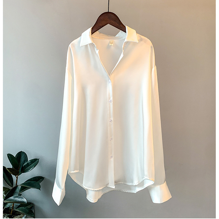 Long Sleeve Satin Shirt Women's Design Sense Niche 2024 Spring and Autumn Sun Protection All-Match Drape Retro Hong Kong Style Shirt Top Women Clothes