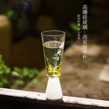 高足玉兰花茶杯家用耐高温玻璃杯防烫主人杯纯手工中式高档品茗杯