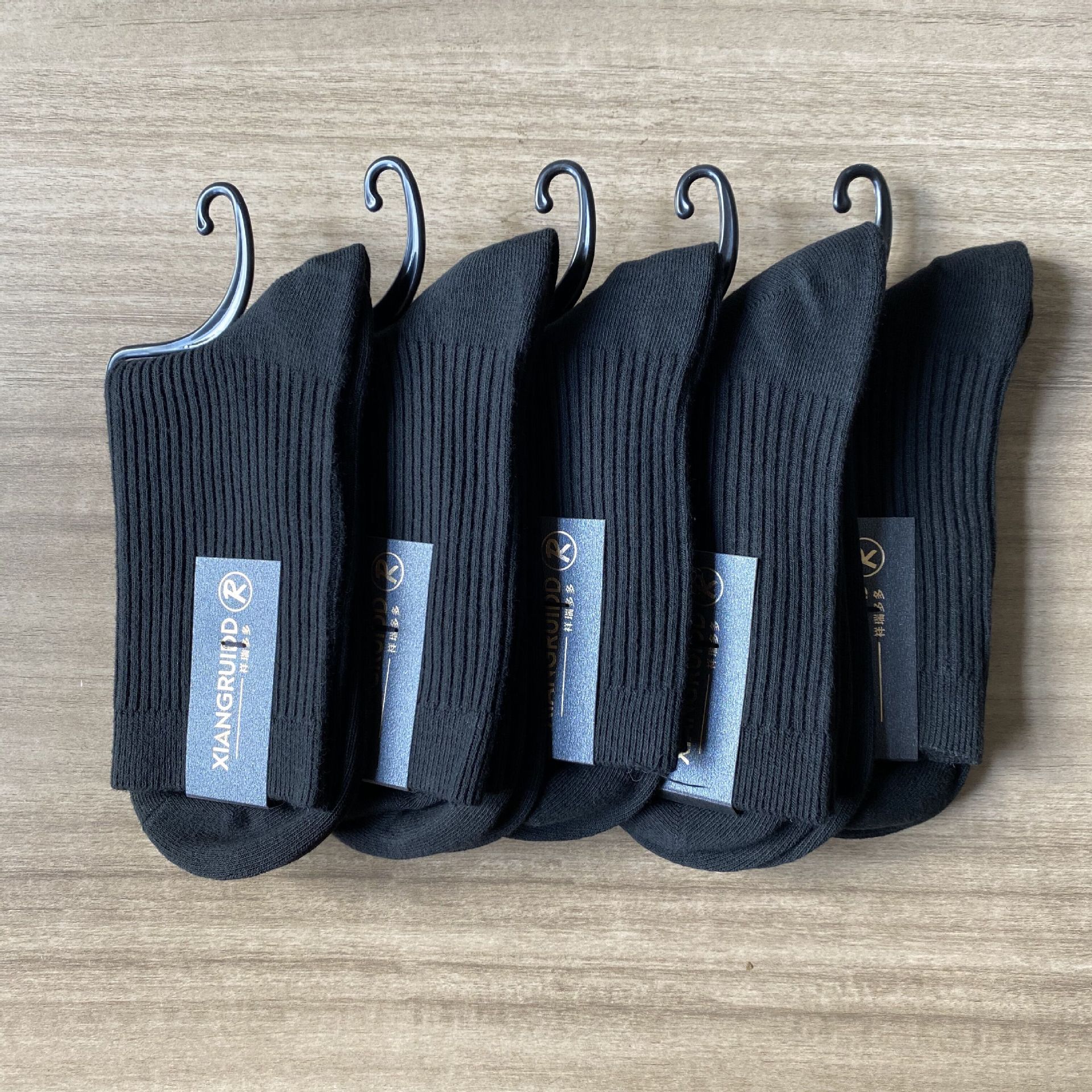 Men's Mid-Calf Cotton Socks 45G Spring and Autumn Casual Double Needle Cotton Socks Zhuji New Cotton Men