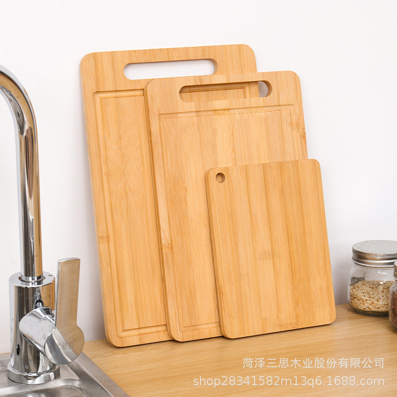 Bamboo Cutting Board Bamboo Cutting Board Wholesale Multi-Functional Sink Handle Chopping Board for Fruits Double-Sided Household Solid Wood Cutting Board Case