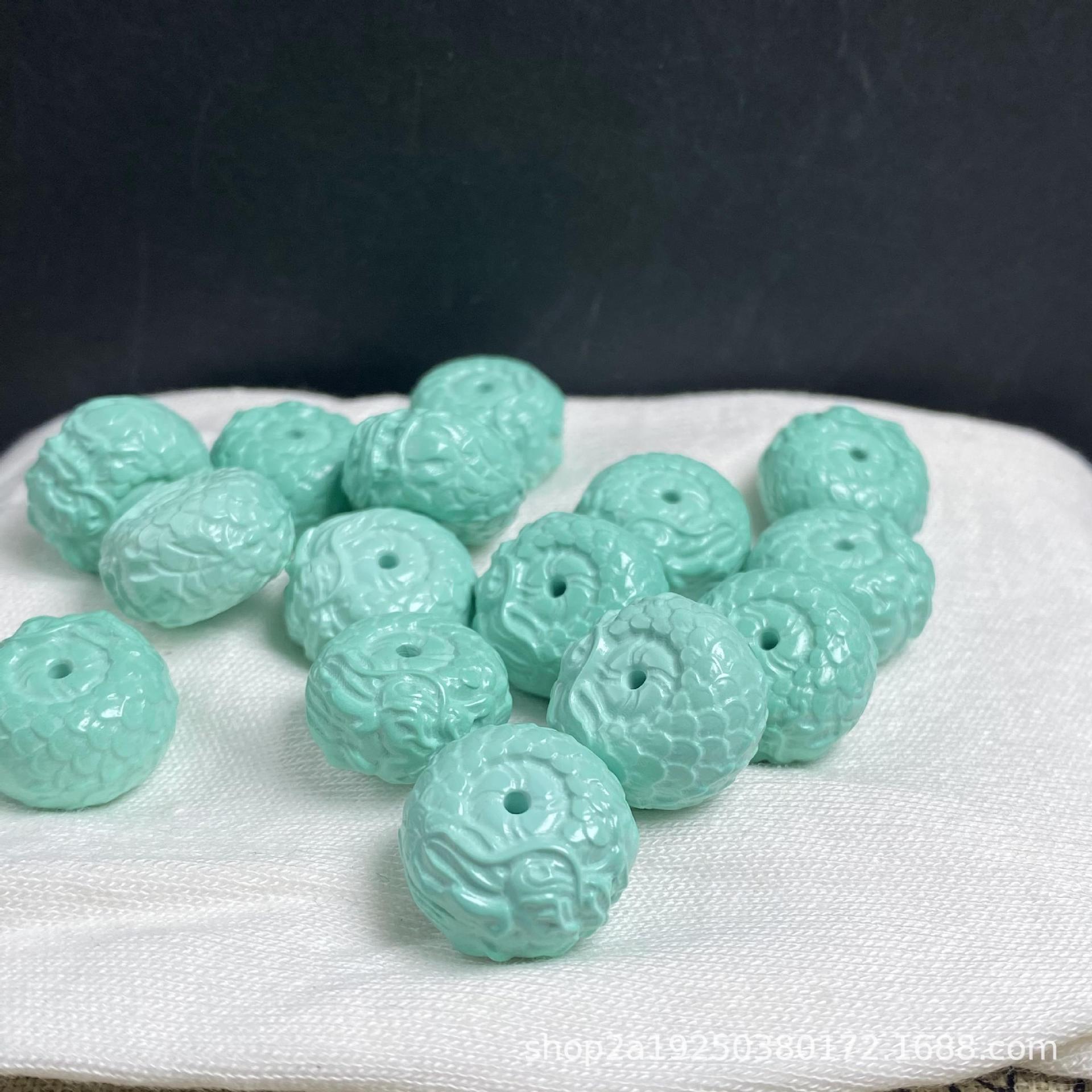 高瓷菱镁矿绿松石龙珠三通龙扣顶腰珠隔片配饰diy手链108颗佛珠