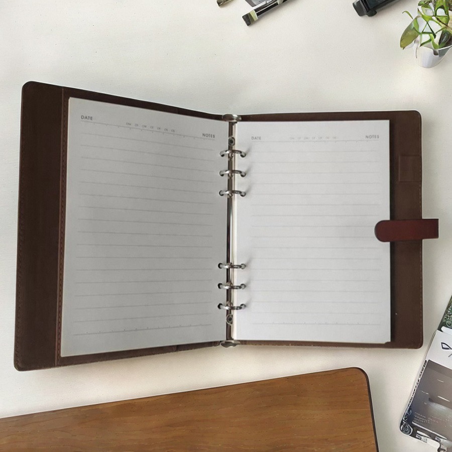 红缘插扣活页笔记本本子可拆卸硬壳a5商务高档记事本收纳包9985