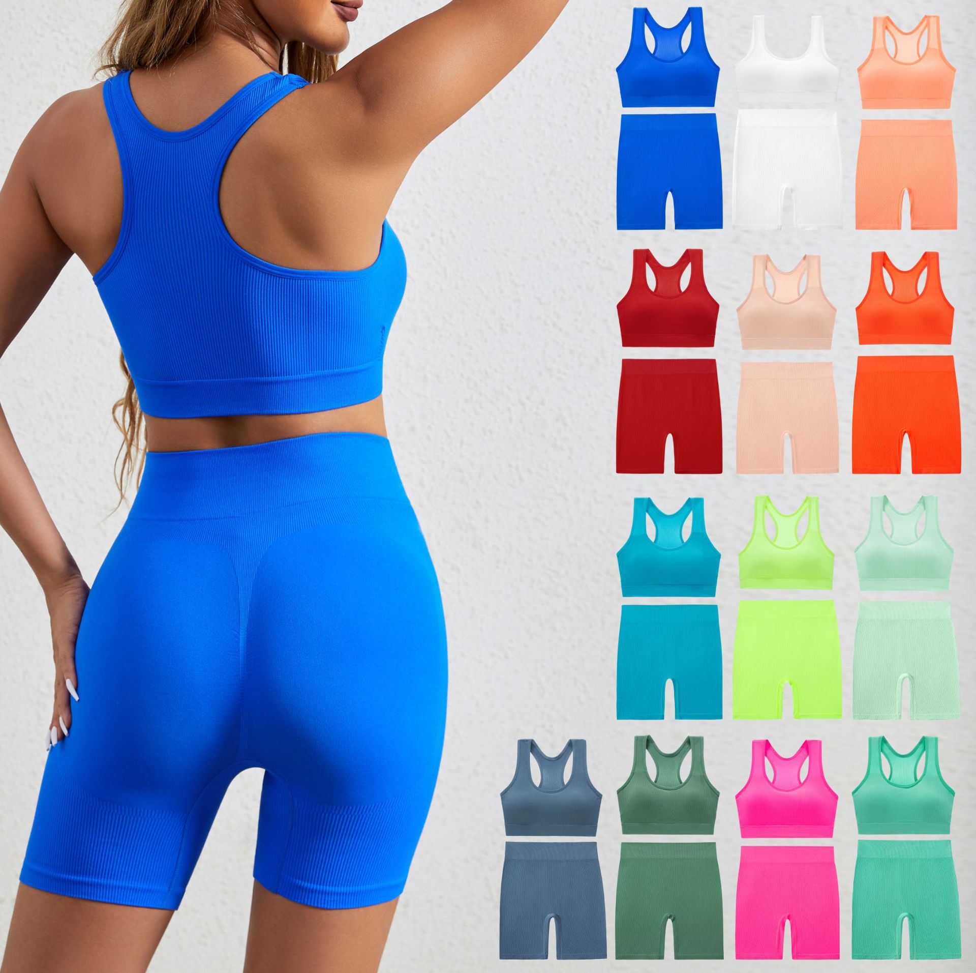 cross-border wireless gathering bra fitness sports shockproof underwear triangle cup yoga beautiful vest boxers suit