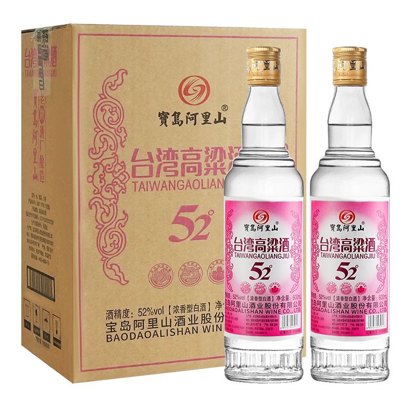 宝岛阿里山高粱酒600ml*6瓶/箱绵柔浓香型白酒52度口粮酒整箱六瓶