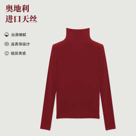 26春夏高领打底衫美利奴羊毛莱赛尔百搭高端T恤打底衫女长袖T内搭