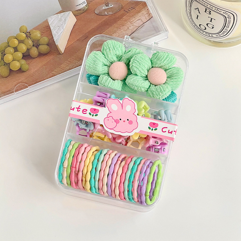 Children's Flower Rubber Band Cute Not Hurt Hair Rope Rubber Band Girls' Storage Box Mini Small Hair Clip Girls' Hair Accessories