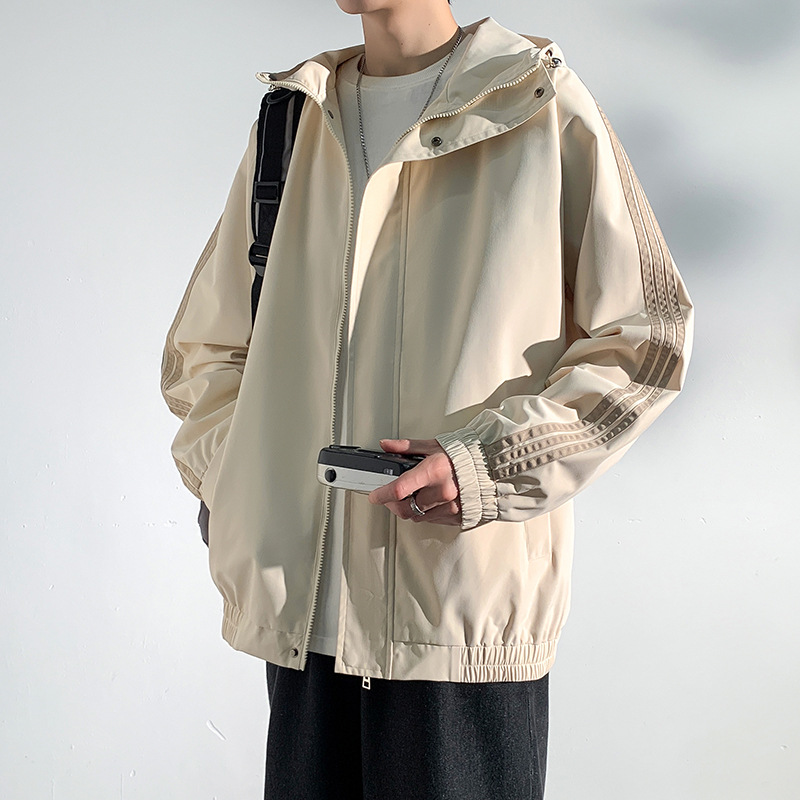 2024新款男士拼接立领休闲夹克春秋季潮牌帅气运动男装风衣外套