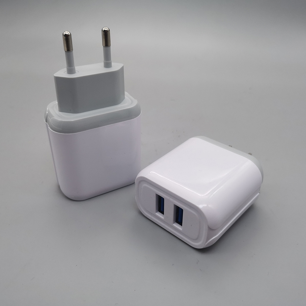 工厂批发 5v 手机充电器 2u 双口 欧规美规 适用于苹果华为 vivo
