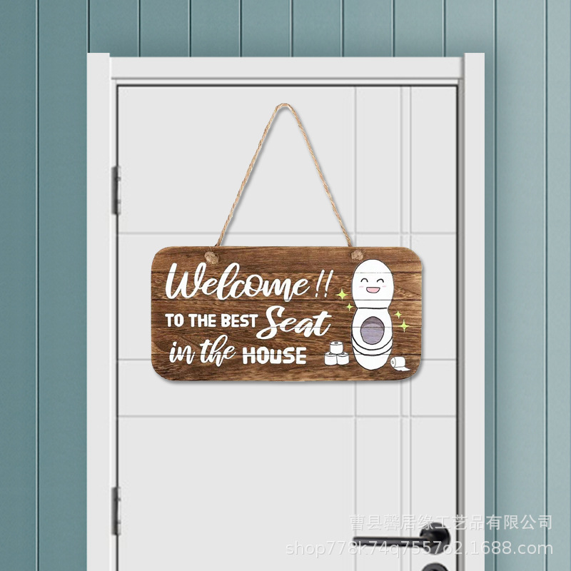 创意悬挂式木制挂牌乡村风麻绳吊牌门前指示牌diy木质门牌挂牌