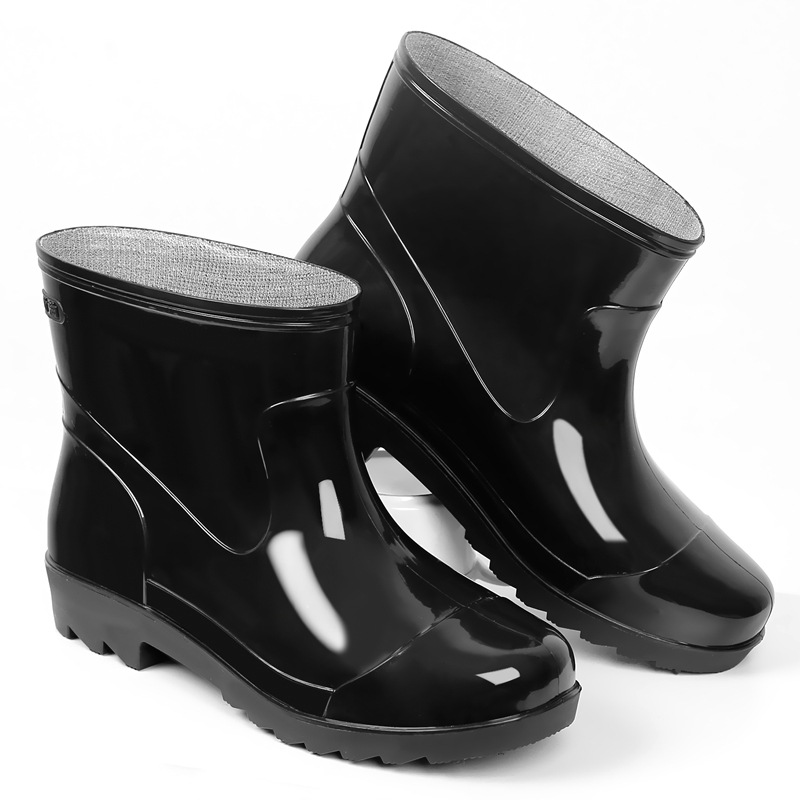 简约黑色短筒雨鞋女款雨靴男士劳工胶鞋靴矮统套鞋水鞋新款
