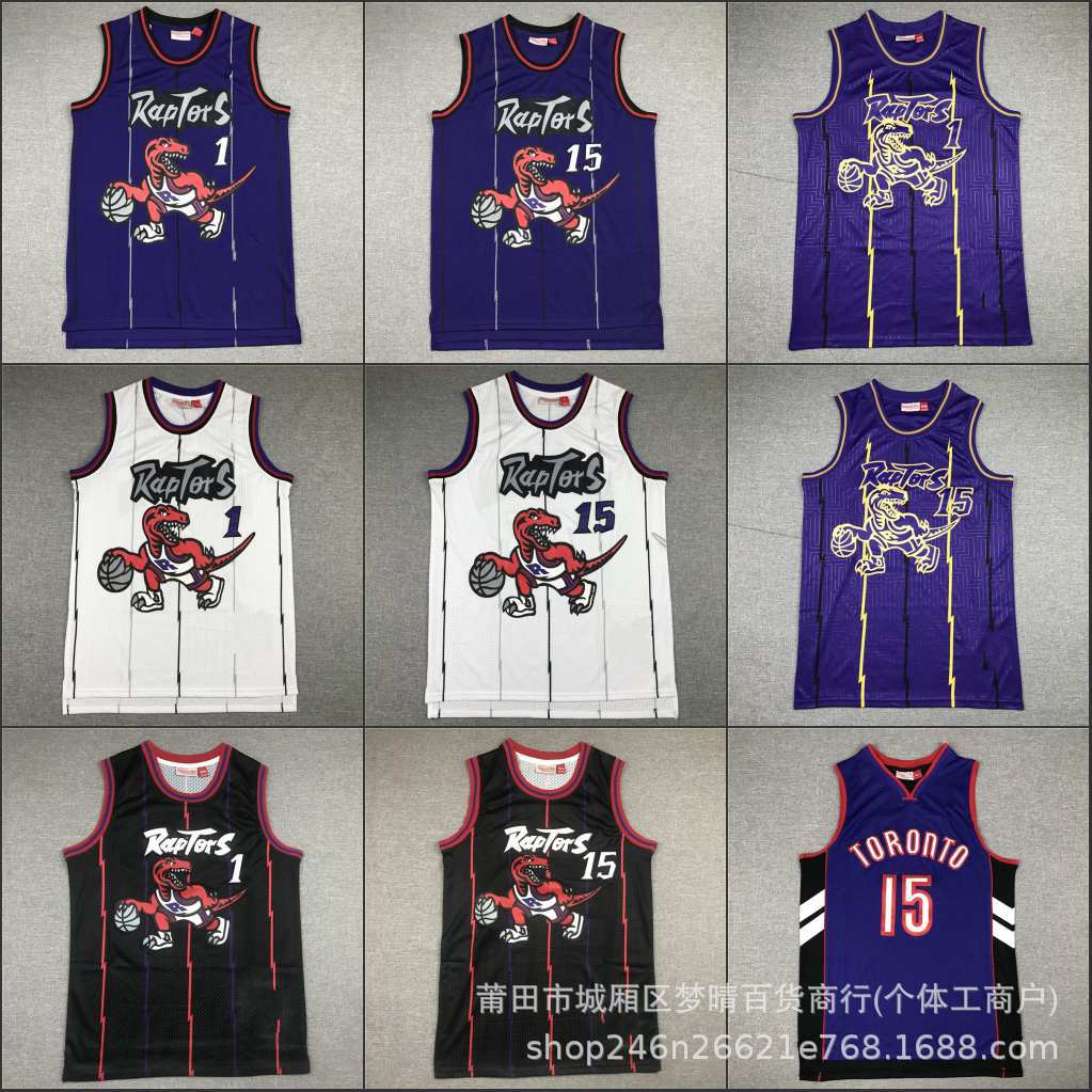 篮球服球衣猛龙队刺绣复古mn背心批发1#mcgrady 15#carter-阿里巴巴