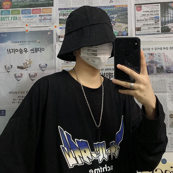 帽子ins黑色网红款乞丐钟型渔夫帽男女士秋冬日系遮脸水桶帽男潮