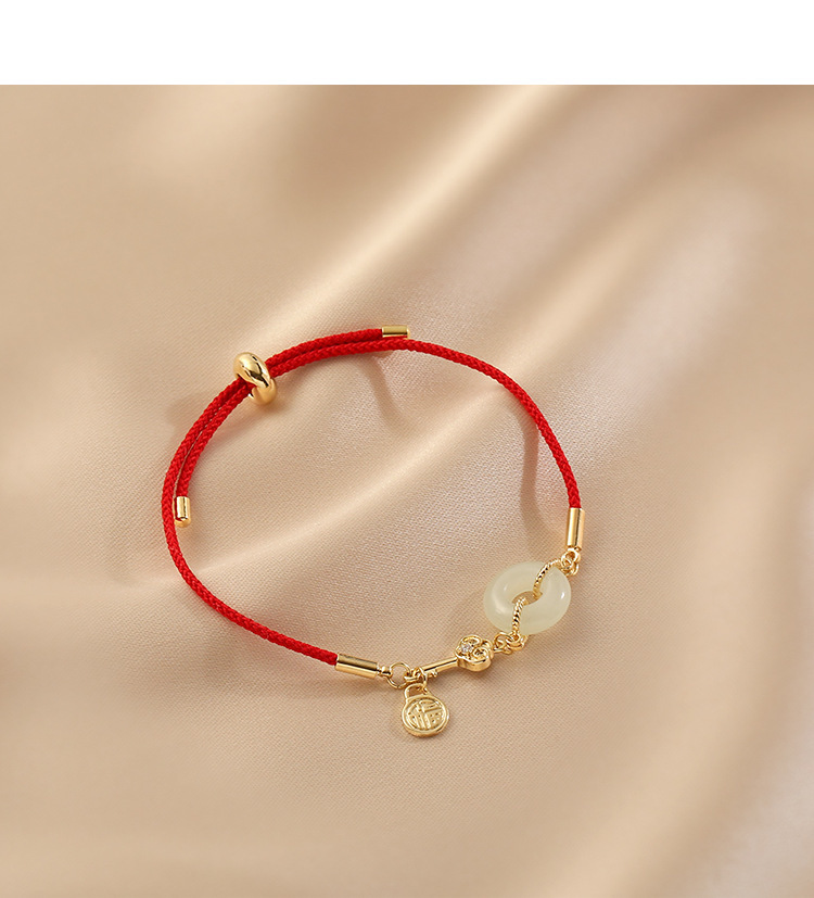 平安扣红绳手链女和田玉福字转运红色编织手绳虎年本命年礼物手饰