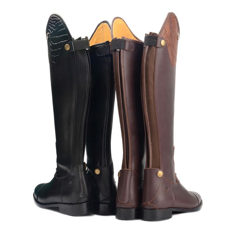 长筒马术训练靴男女同款骑马装备真皮骑士比赛头层牛皮过膝靴