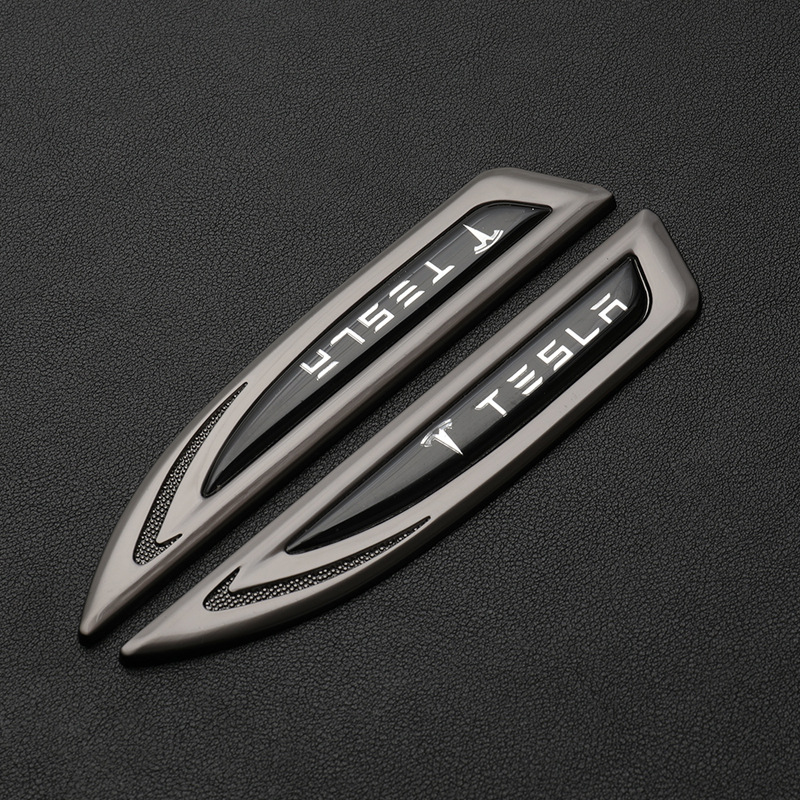 适用于特斯拉汽车叶子板刀锋侧标大众车身装饰贴车标专用装饰车标