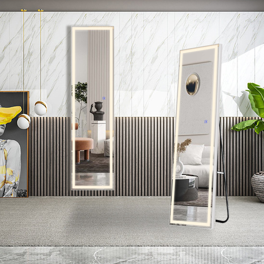 led灯带智能穿衣镜金属全身镜入户装饰镜衣帽间试衣镜子工厂