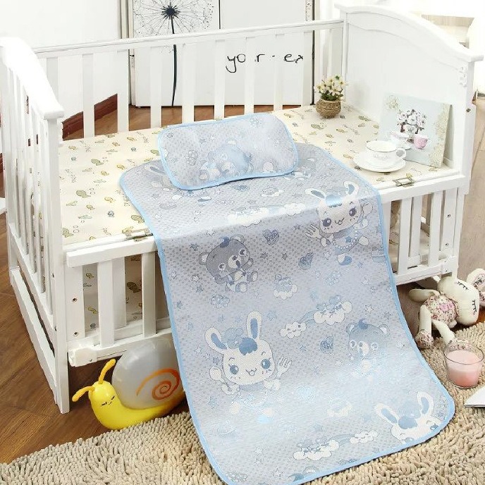 婴儿凉席婴儿床冰丝凉席 幼儿园儿童宝宝床提花凉垫子 凉枕可搭配