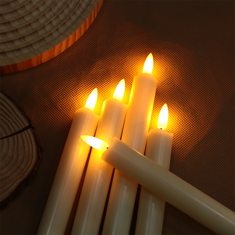 Led Electronic Candle Simulation Christmas Props Glossy Long Brush Holder Wax Cross-Border Remote Control Candle Ambience Light Ornaments