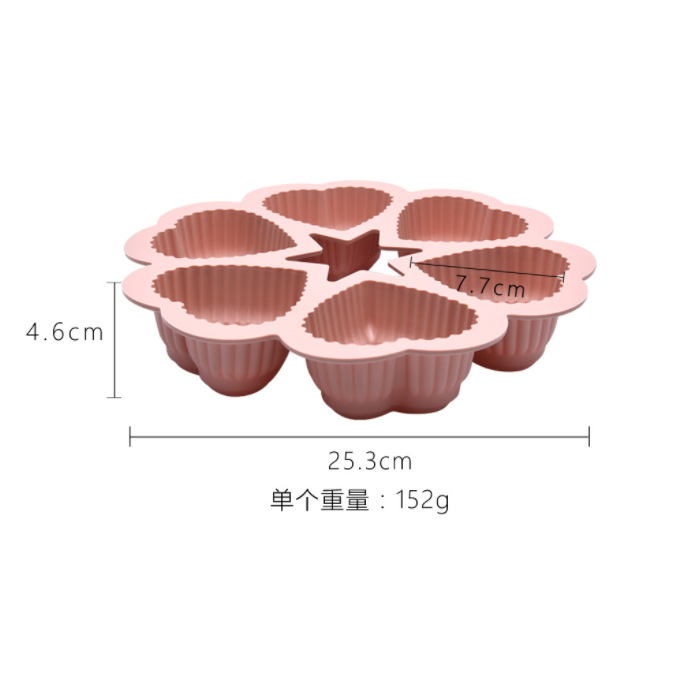 Factory Direct Sales 6-Piece Heart-Shaped Edible Silicon Cake Mold Western Dessert Macaron Household Kitchen Baking Tray