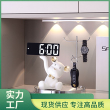 4IVO小白熊客厅卧室家用数字智能桌面台式电子台钟小闹钟时钟装饰