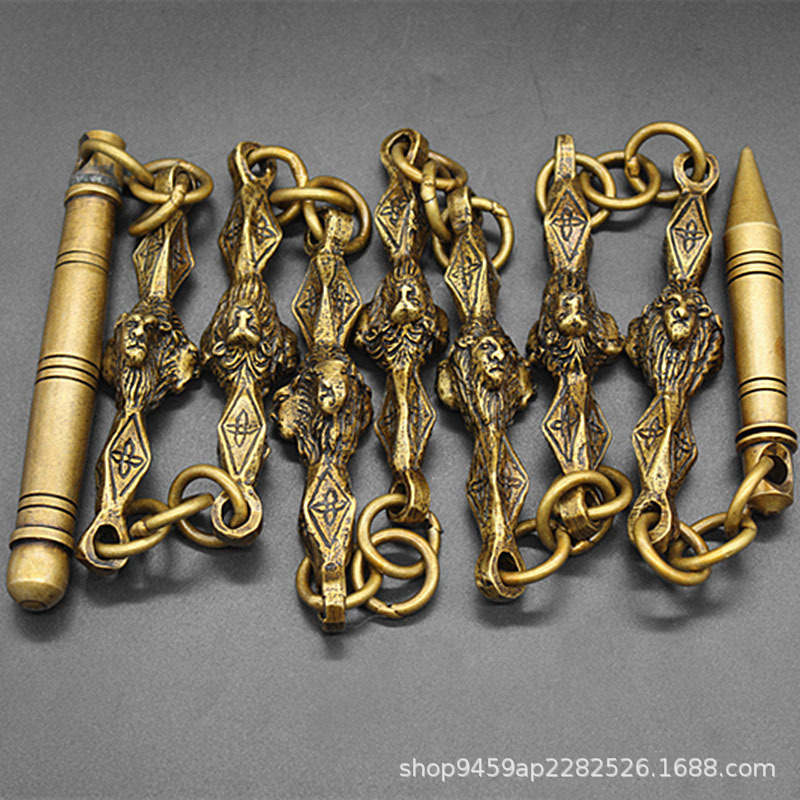 古玩杂项古董收藏历代兵器狮子头九节鞭武术编工艺品摆件