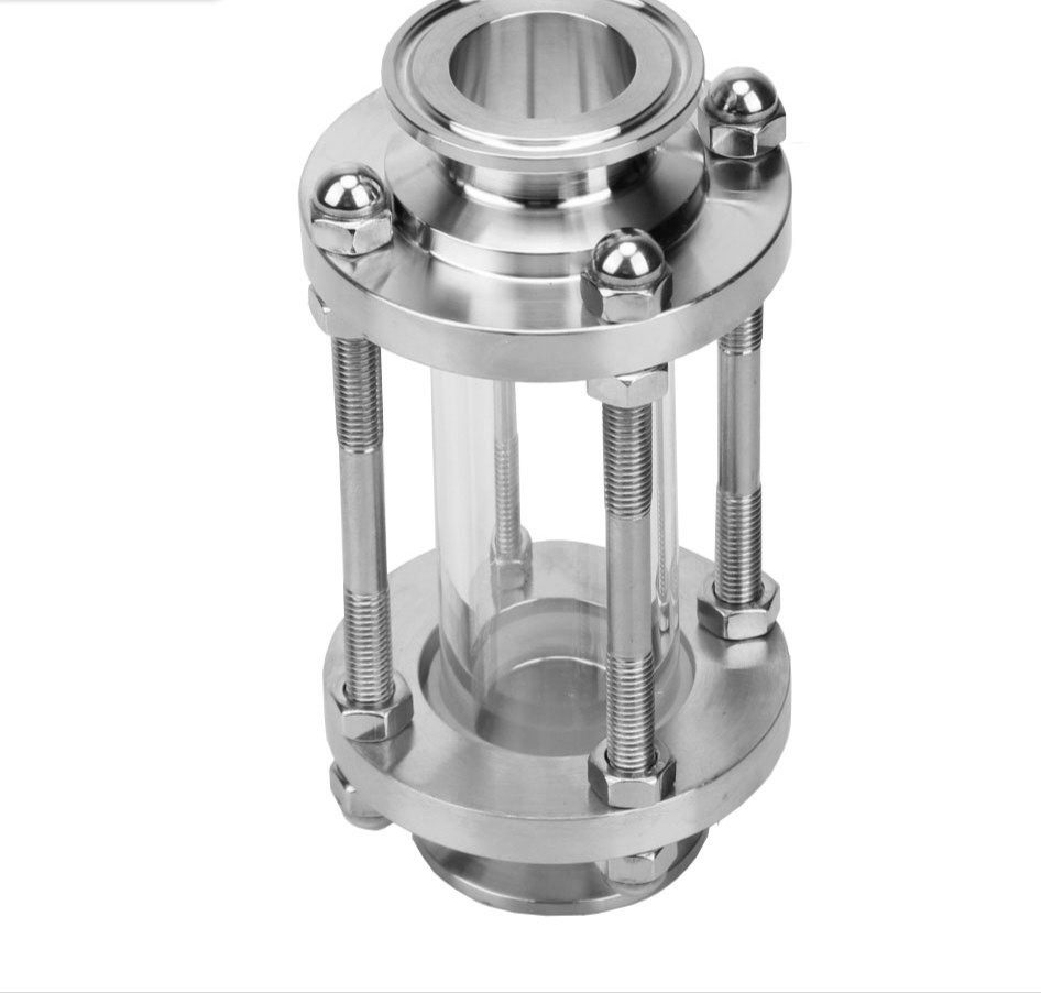 304不锈钢管道视盅卡盘法兰食品卫生级玻璃窥卡箍直通快装视镜