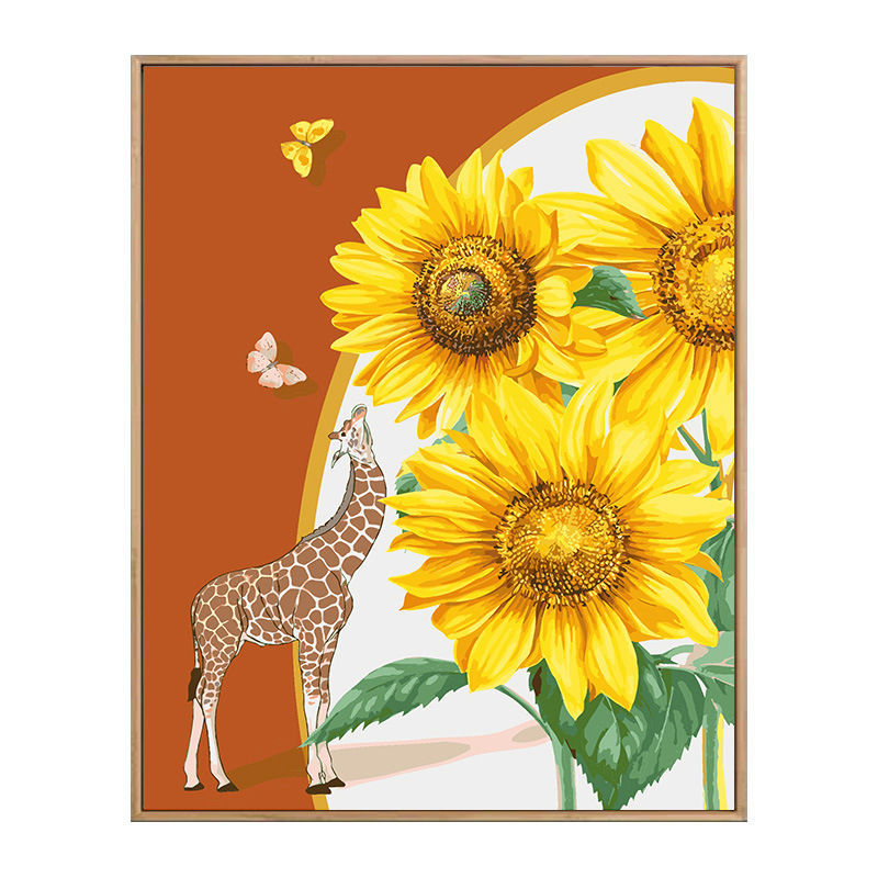 diy数字油画填色手工绘油彩画简单手工涂色客厅卧室装饰画向日葵