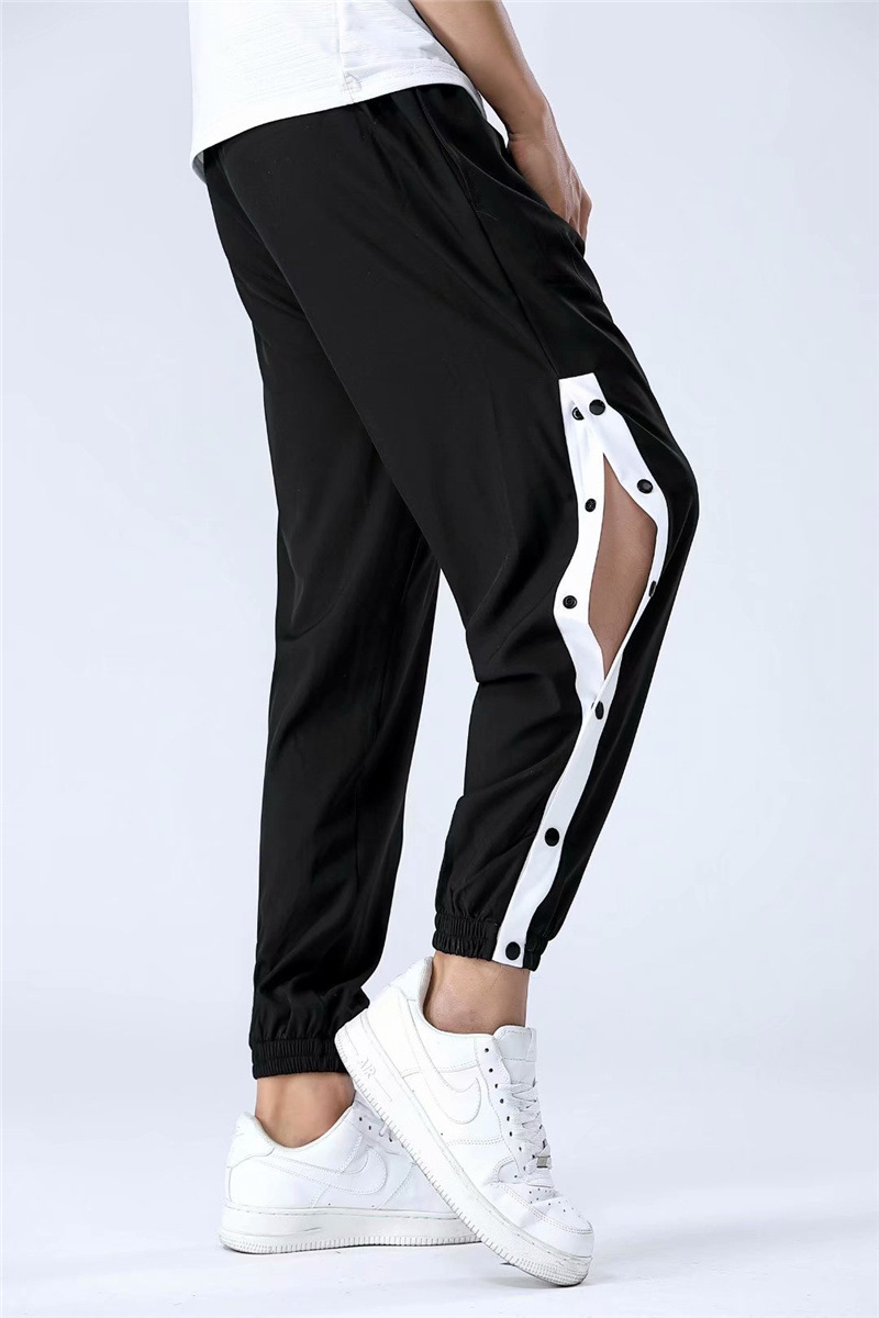 侧面排扣裤男纽扣裤子出场cba篮球训练扯裤半开扣春秋款运动长裤