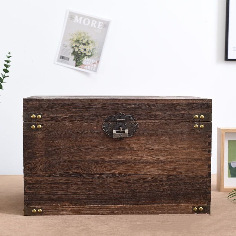 木箱子做旧木箱储物箱收纳盒杂物整理复古收纳箱实木大长方形带锁