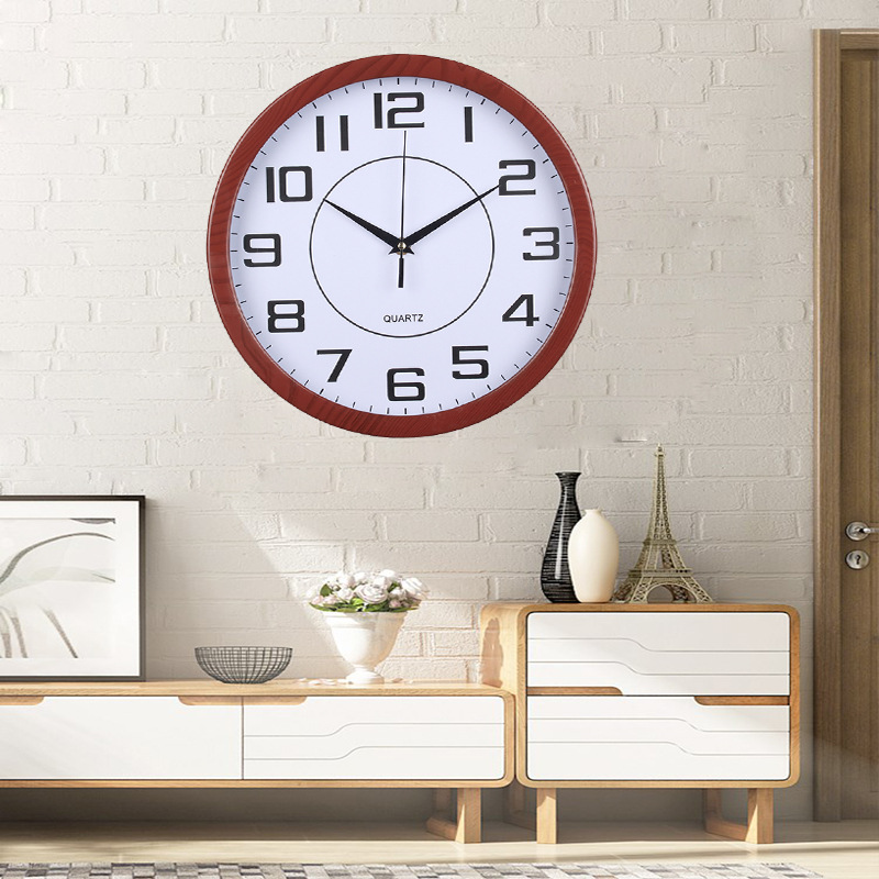 SOURCE Factory 12-Inch Plastic Wall Clock round Simple Clock Living Room Wall Clocks Printable Logo Wall Clock Wholesale