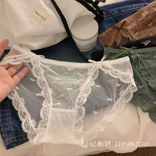 日系网纱少女内裤女士低腰蕾丝边蝴蝶结纯欲性感透气内裤女