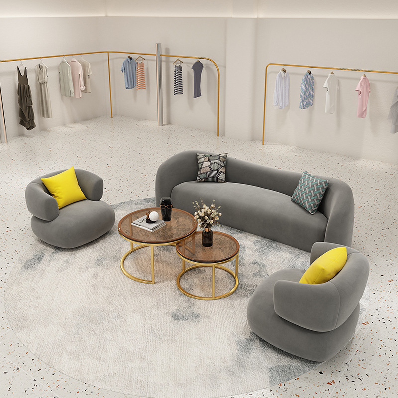 北欧服装店小沙发简约现代双人创意网红异形接待休息区美容院沙发