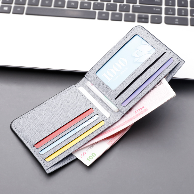 Men's Short Canvas Wallet Multiple Card Slots Can Hold Driving License Wallet Men Ultra-Thin Wallet Cross-Border E-Commerce Thin