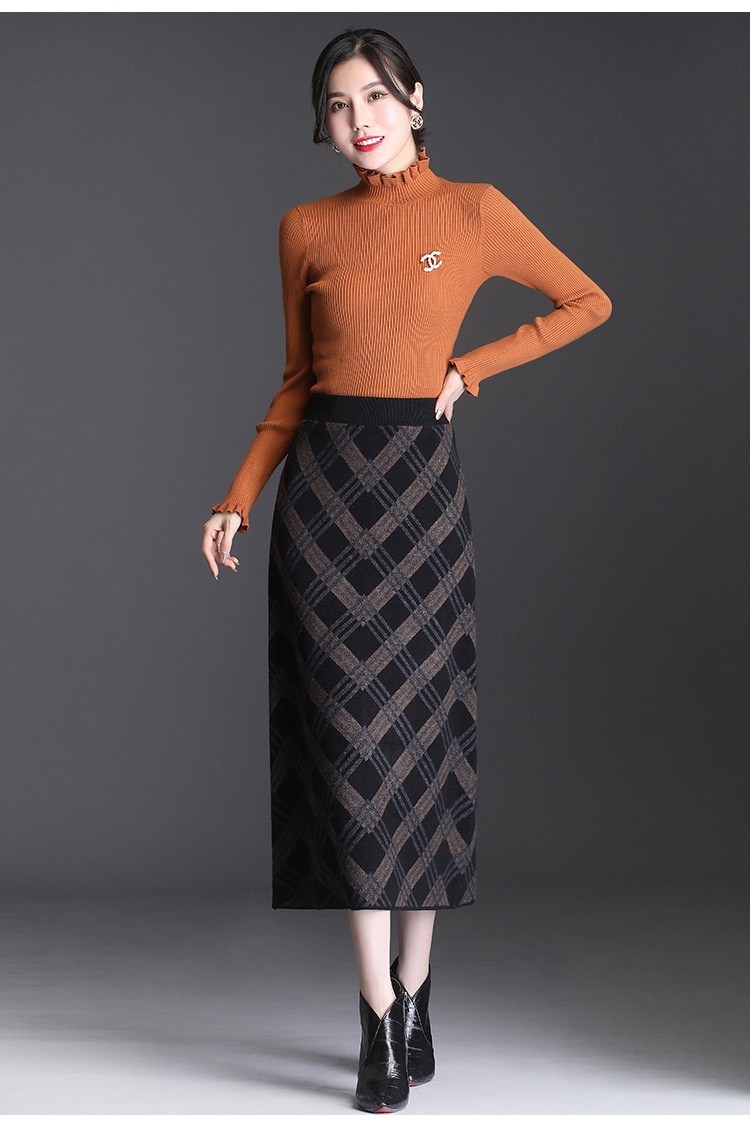 羊毛半身裙女中长款包臀裙2021新款高腰显瘦长款针织毛呢一步裙