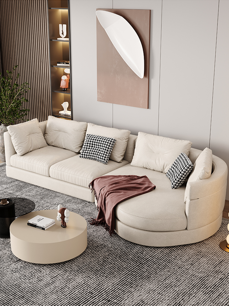 现代简约奶油风沙发意式轻奢科技布转角沙发布艺侘寂风