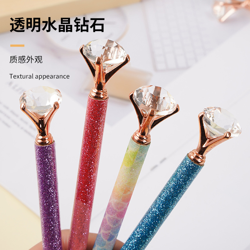 Factory Wholesale Diamond Ballpoint Pen Gold Powder Foreskin Ballpoint Pen Big Diamond Pen Fashion Gift Pen