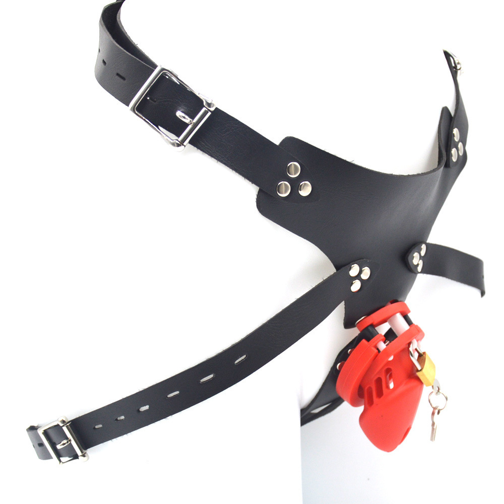 frrk男用穿戴软硅胶贞操锁多档位调节阴茎锁配套皮裤控欲情趣用品