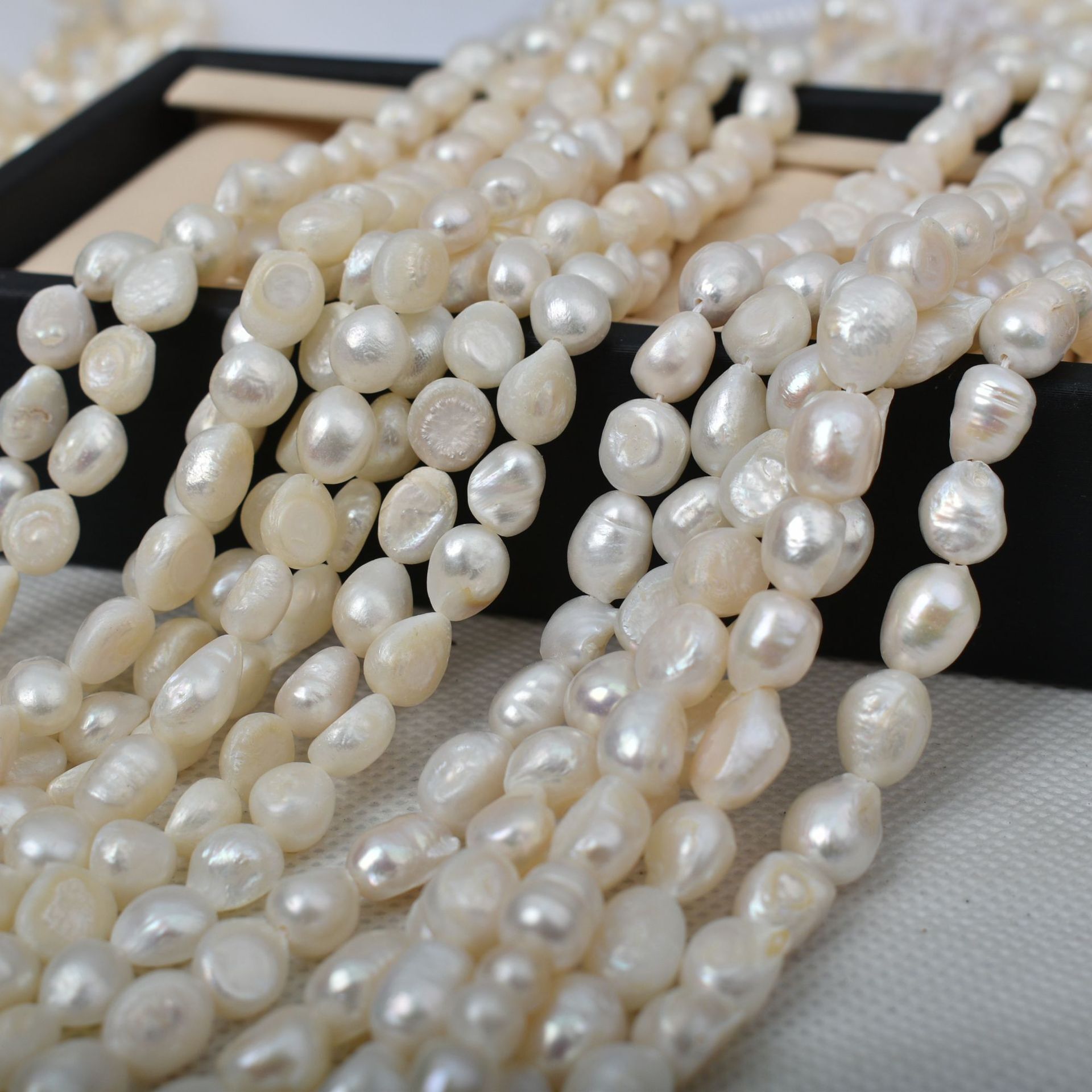 诸暨珍珠天然淡水巴洛克两面光直孔混彩色珍珠散珠项链手链材料