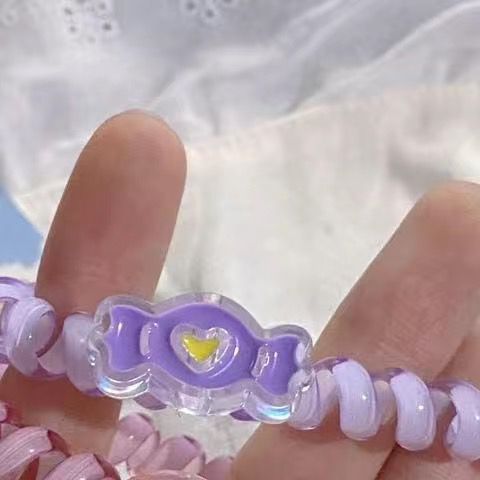 Cute Sweet Telephone Line Tulip Soft Does Not Hurt Hair Hair Ring Seamless Head Rope Transparent Jelly Color Large Elastic