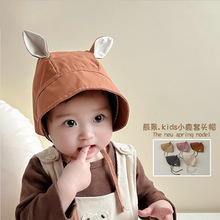 韩国同款婴儿帽子春可爱小鹿耳朵套头帽护耳防风户外遮阳宝宝帽子