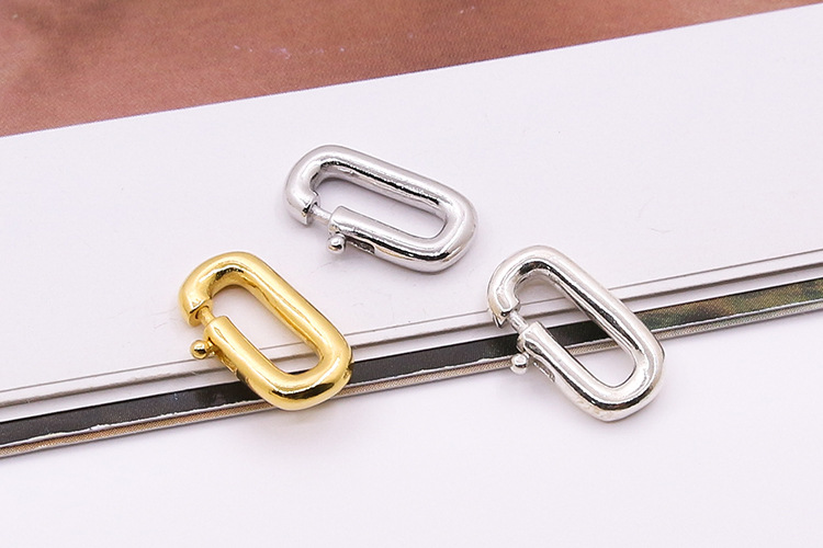 s925纯银方形圆环弹簧扣diy项链手链万能连接扣回形扣长方扣子