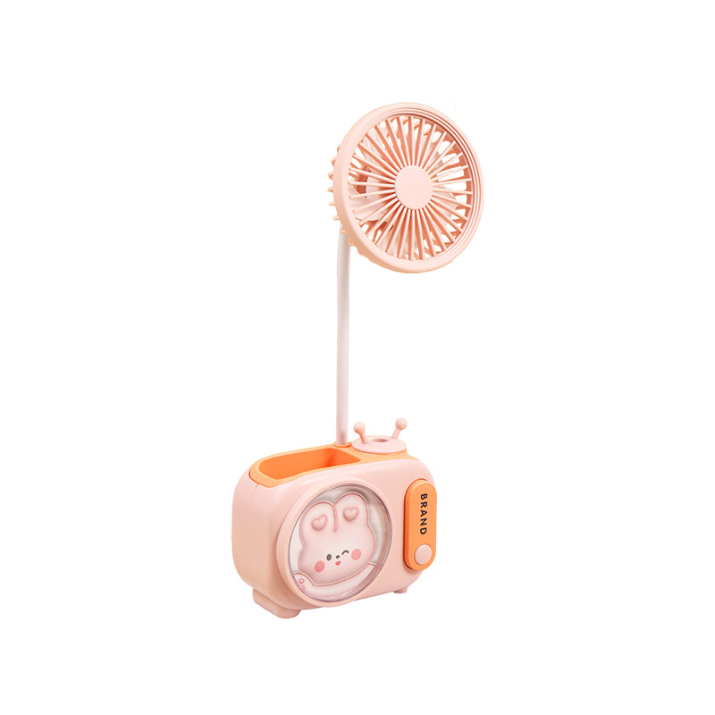 Cute Desktop Rechargeable Small Fan Cartoon Children's Large Wind Fan Portable Desk Bedside Mini Fan