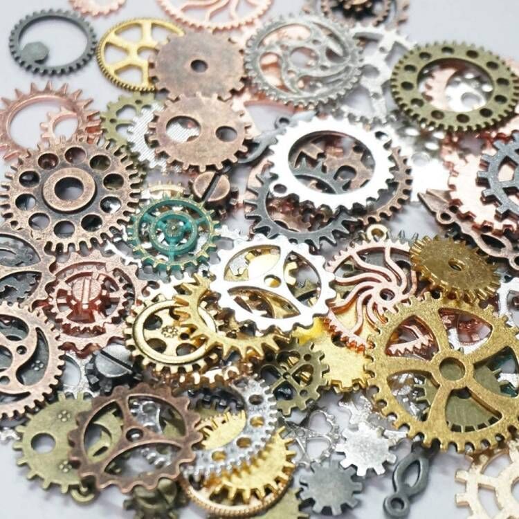 Factory Direct Supply Alloy Gear Diy Ornament Accessories Vintage Steampunk Gear Mixed 8 Colors 100 G/bag