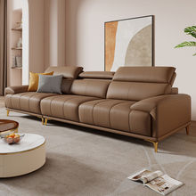 进口纳帕真皮沙发直排奶油风现代风客厅小户型直排新款沙发
