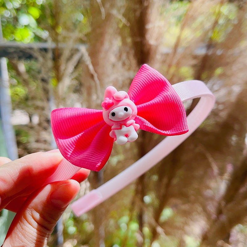 Korean Cartoon Children's Headband Bow Girls Hairpin Cinnamon Dog Traction Rope Gear Non-Slip Melody Headdress Hair Hoop