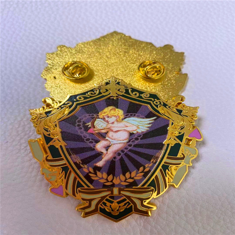 创意金属卡通卡通uv打印天使胸章 金属徽章定制 水转印金属徽章