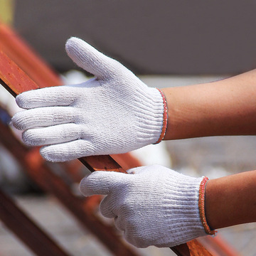劳保手套加厚耐磨防护棉纱手套工人劳动工地防护手套批发10双/包