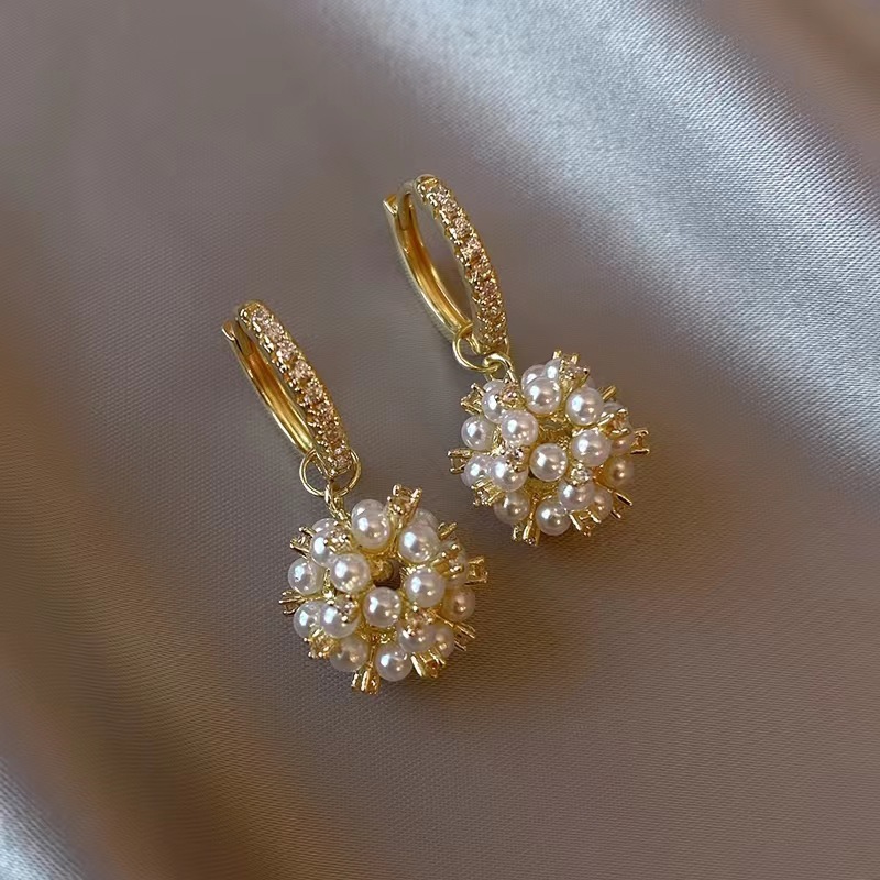 Pearl Zircon Pendant Earrings 2023 New Trendy Personalized Exquisite High-Grade Earrings Elegant Hong Kong Style Earrings for Women